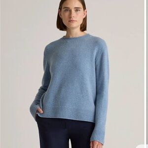 Quince Mongolian Cashmere Boxy Crewneck Sweater in Faded Denim